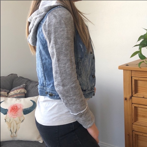 Free People Knit Hooded Denim Jacket - Picture 2 of 8